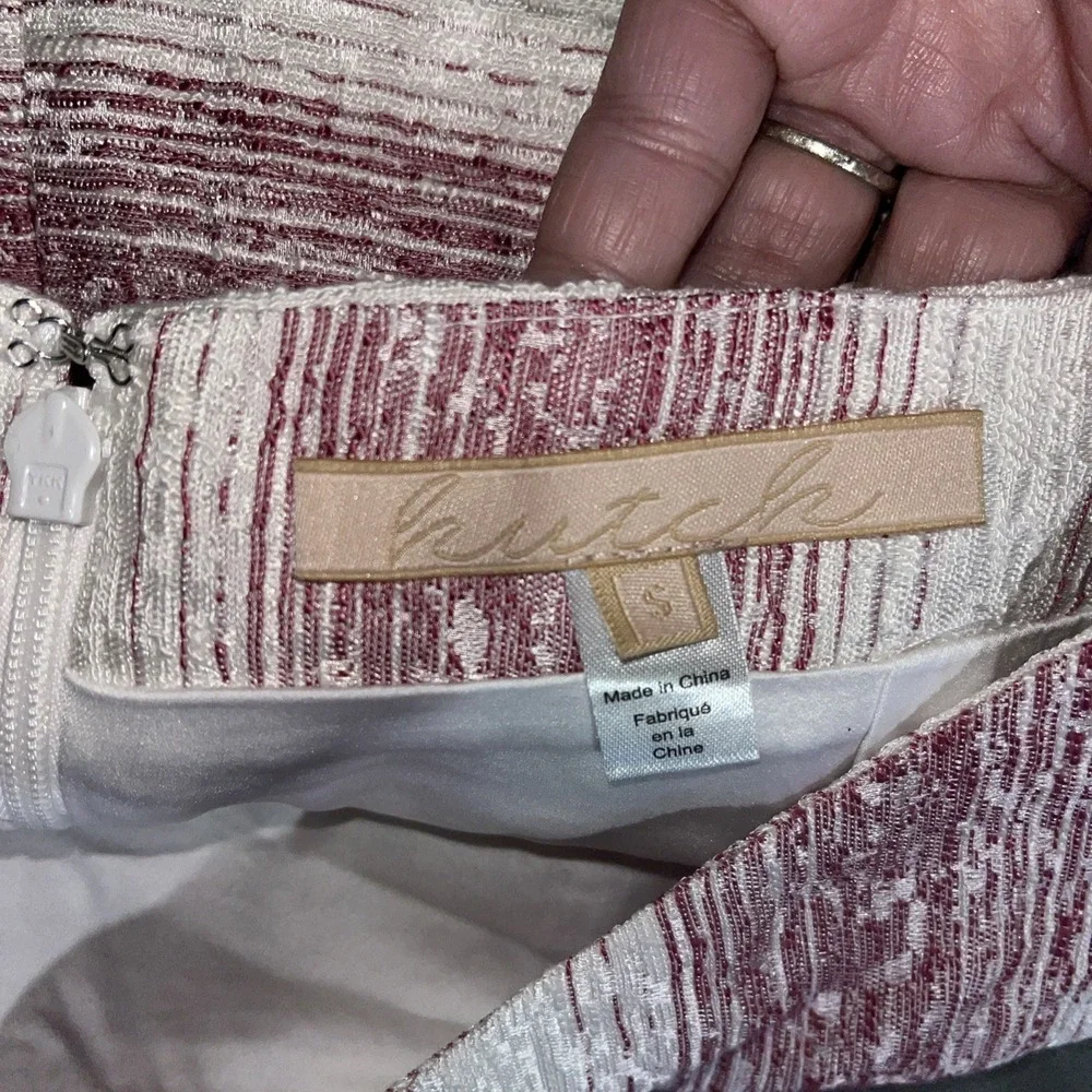 Hutch‎ Anthropologie Stretch Stripe Mini Skirt Pink White